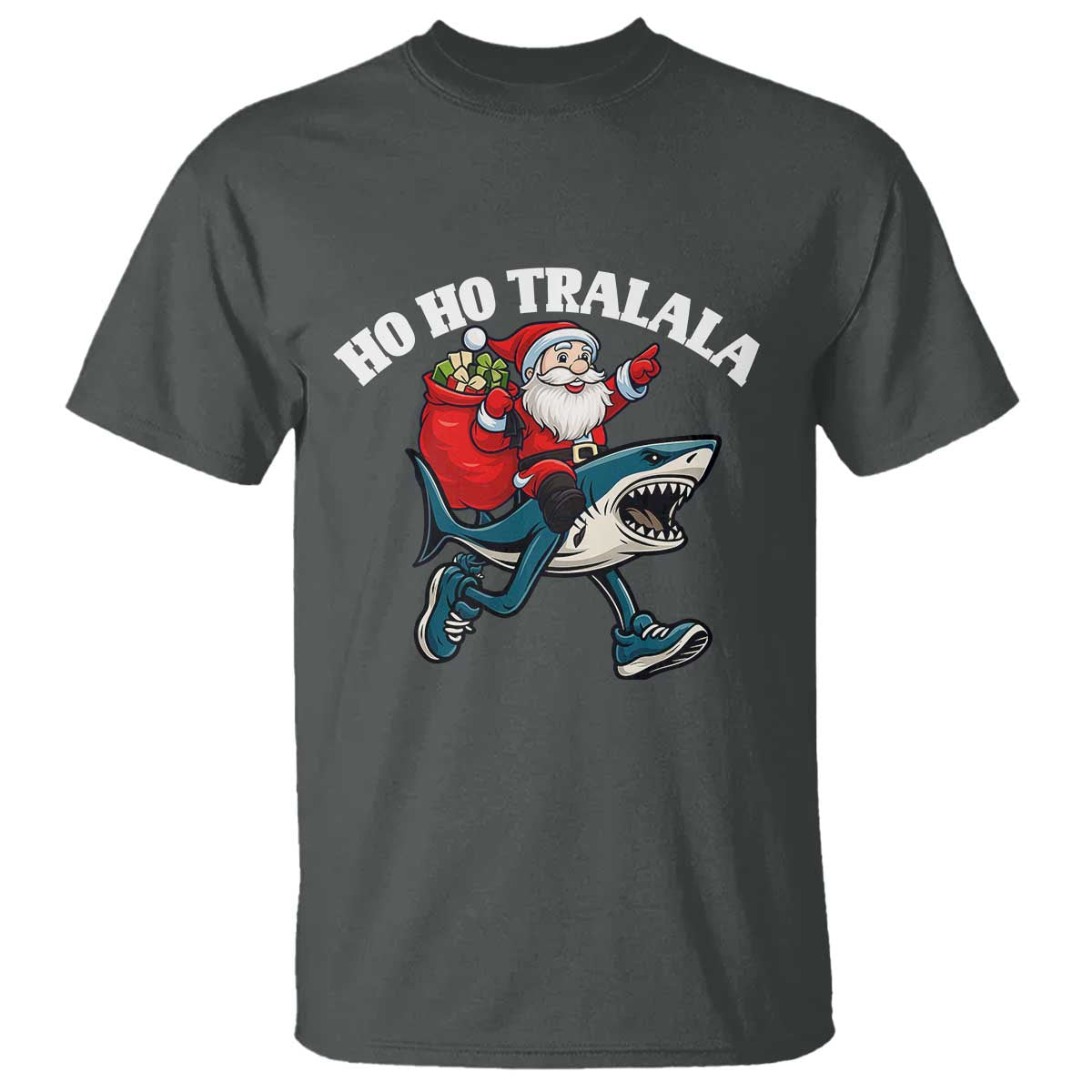 Tralalero Tralala Christmas Meme T Shirt Santa Xmas Ho Ho Ho TS14 Dark Heather Print Your Wear