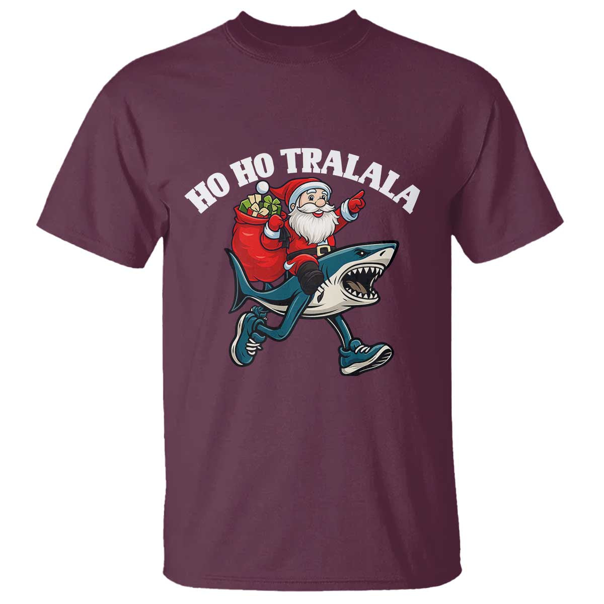Tralalero Tralala Christmas Meme T Shirt Santa Xmas Ho Ho Ho TS14 Maroon Print Your Wear