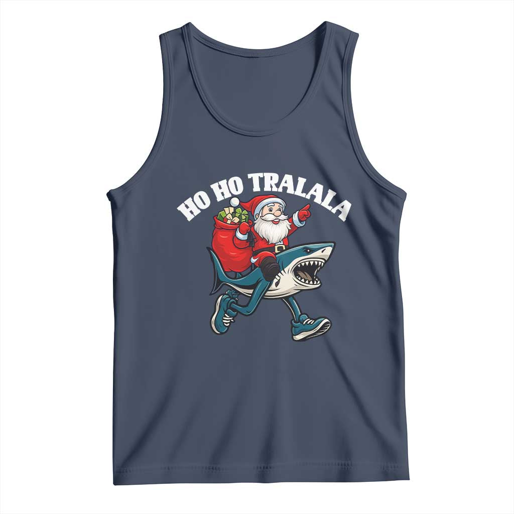 Tralalero Tralala Christmas Meme Tank Top Santa Xmas Ho Ho Ho TS14 Navy Print Your Wear