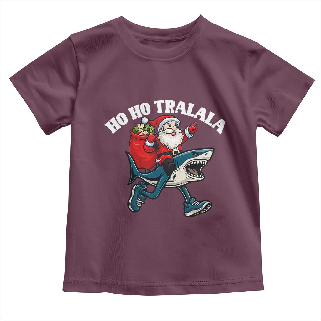 Tralalero Tralala Christmas Meme Toddler T Shirt Santa Xmas Ho Ho Ho TS14 Maroon Print Your Wear