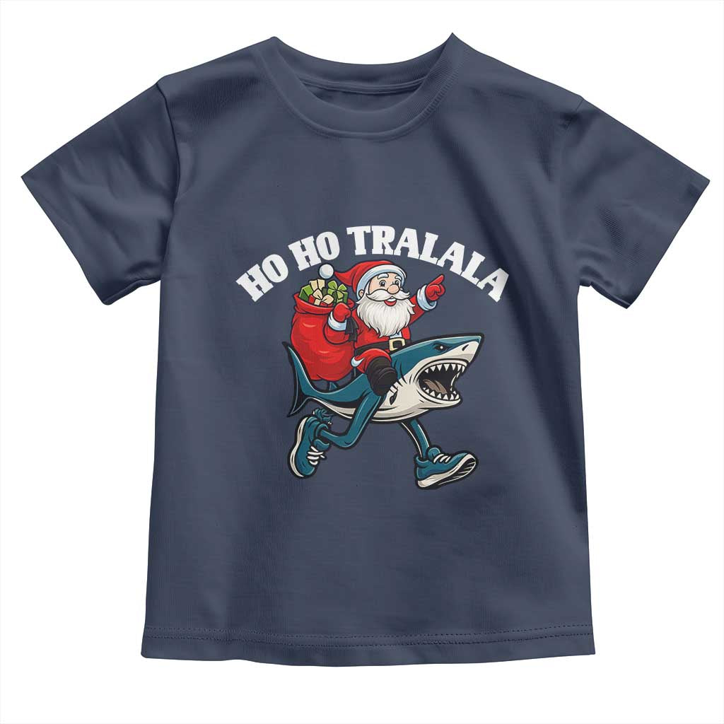 Tralalero Tralala Christmas Meme Toddler T Shirt Santa Xmas Ho Ho Ho TS14 Navy Print Your Wear