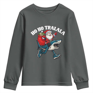Tralalero Tralala Christmas Meme Youth Sweatshirt Santa Xmas Ho Ho Ho TS14 Dark Heather Print Your Wear