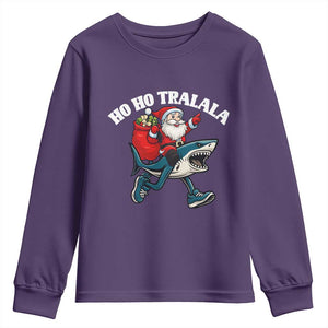 Tralalero Tralala Christmas Meme Youth Sweatshirt Santa Xmas Ho Ho Ho TS14 Purple Print Your Wear