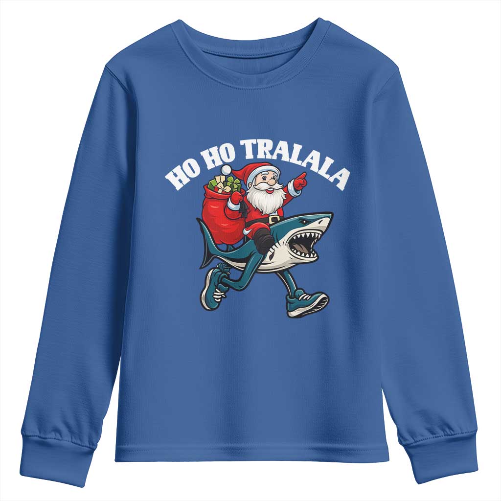 Tralalero Tralala Christmas Meme Youth Sweatshirt Santa Xmas Ho Ho Ho TS14 Royal Blue Print Your Wear