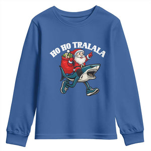 Tralalero Tralala Christmas Meme Youth Sweatshirt Santa Xmas Ho Ho Ho TS14 Royal Blue Print Your Wear