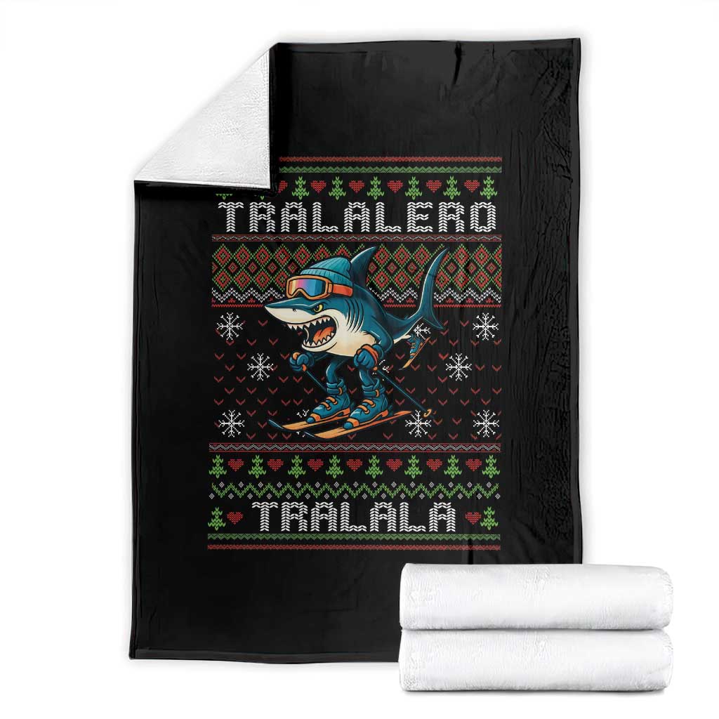 Tralalero Tralala Christmas Meme Throw Blanket Snowboard Ugly Xmas TS14 Black Print Your Wear