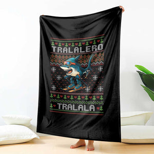 Tralalero Tralala Christmas Meme Throw Blanket Snowboard Ugly Xmas TS14 Print Your Wear