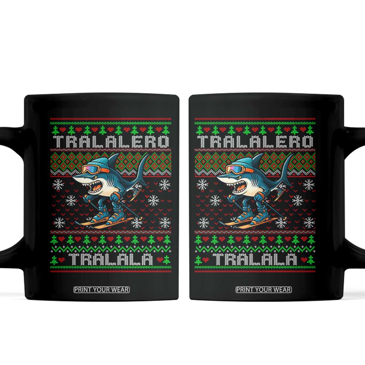 Tralalero Tralala Christmas Meme Coffee Mug Snowboard Ugly Xmas TS14 Black Print Your Wear