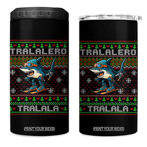 Tralalero Tralala Christmas Meme 4 in 1 Can Cooler Tumbler Snowboard Ugly Xmas TS14 One Size: 16 oz Black Print Your Wear