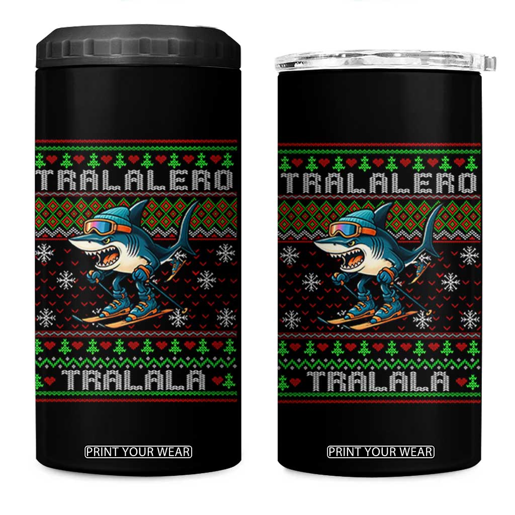 Tralalero Tralala Christmas Meme 4 in 1 Can Cooler Tumbler Snowboard Ugly Xmas TS14 One Size: 16 oz Black Print Your Wear