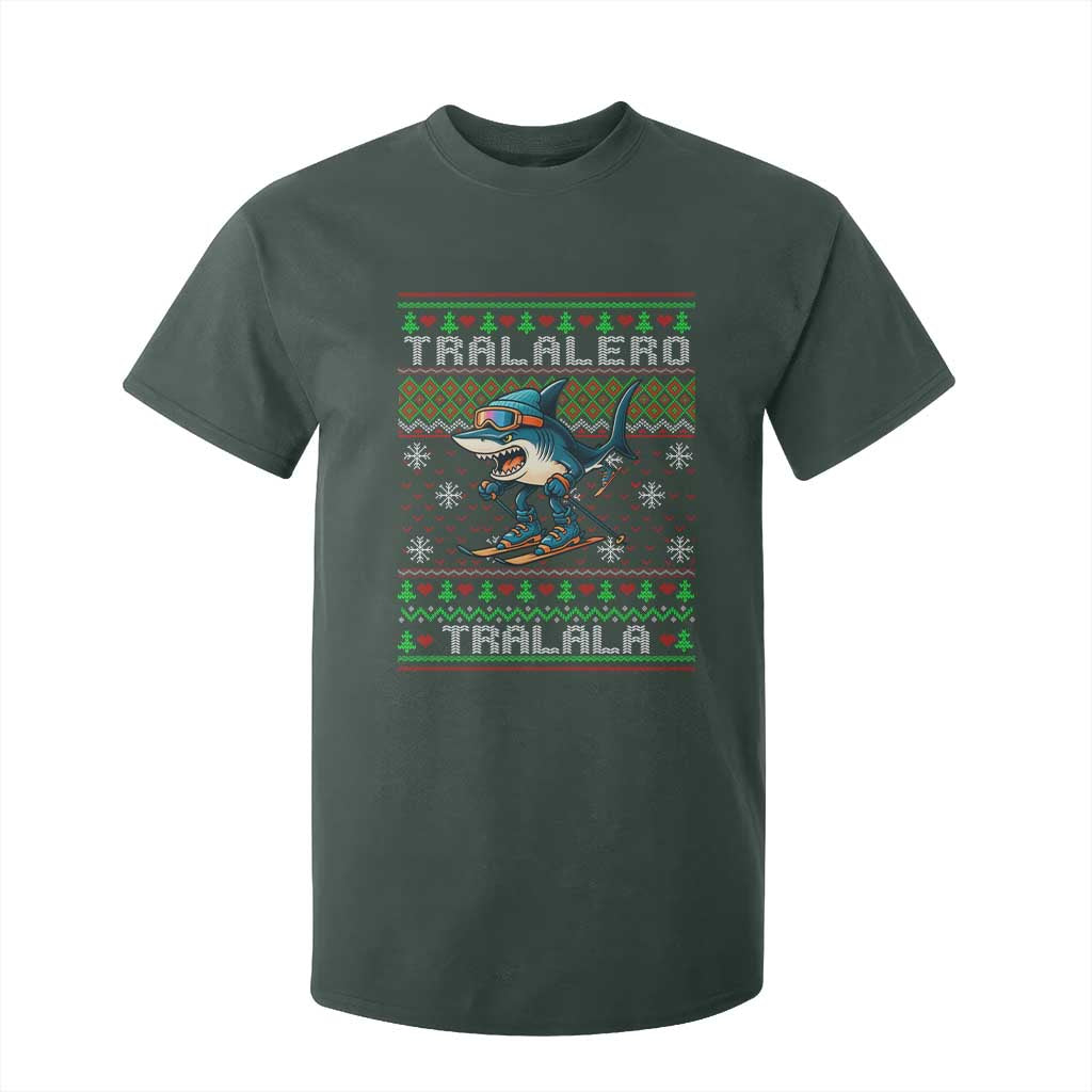 Tralalero Tralala Christmas Meme T Shirt For Kid Snowboard Ugly Xmas TS14 Dark Forest Green Print Your Wear