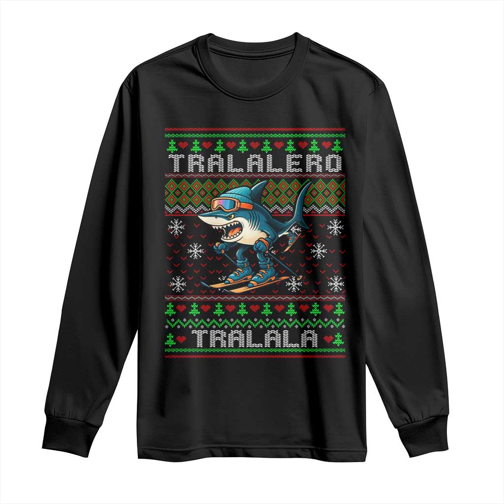 Tralalero Tralala Christmas Meme Long Sleeve Shirt Snowboard Ugly Xmas TS14 Black Print Your Wear