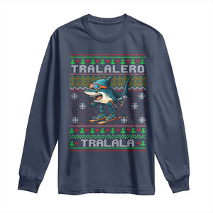 Tralalero Tralala Christmas Meme Long Sleeve Shirt Snowboard Ugly Xmas TS14 Navy Print Your Wear