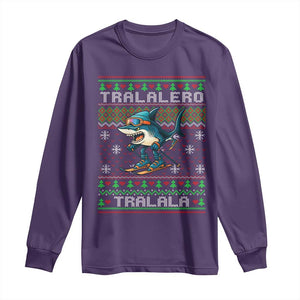 Tralalero Tralala Christmas Meme Long Sleeve Shirt Snowboard Ugly Xmas TS14 Purple Print Your Wear