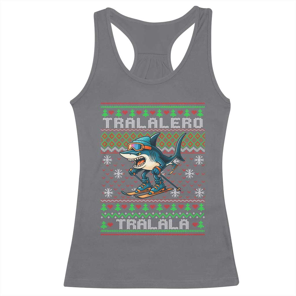 Tralalero Tralala Christmas Meme Racerback Tank Top Snowboard Ugly Xmas TS14 Charcoal Print Your Wear
