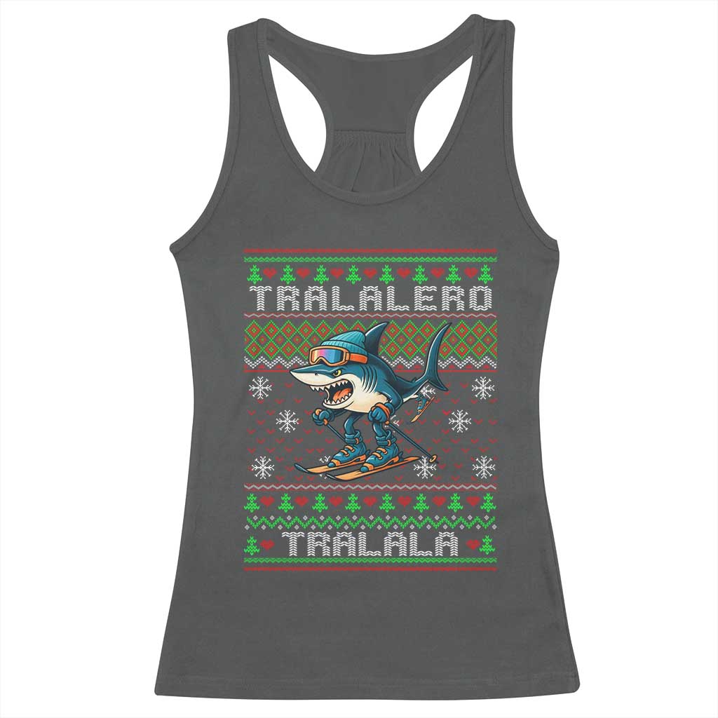 Tralalero Tralala Christmas Meme Racerback Tank Top Snowboard Ugly Xmas TS14 Dark Heather Print Your Wear