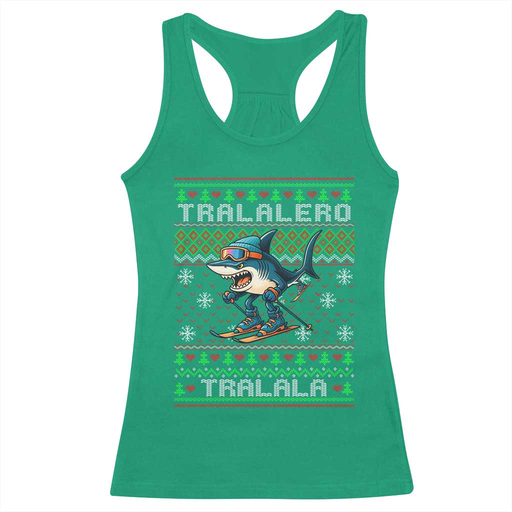 Tralalero Tralala Christmas Meme Racerback Tank Top Snowboard Ugly Xmas TS14 Irish Green Print Your Wear