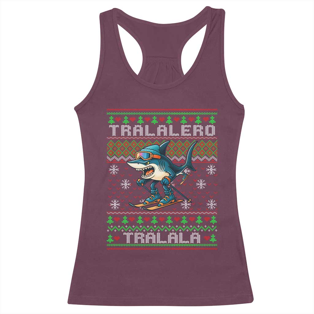 Tralalero Tralala Christmas Meme Racerback Tank Top Snowboard Ugly Xmas TS14 Maroon Print Your Wear