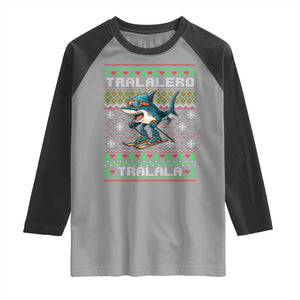 Tralalero Tralala Christmas Meme Raglan Shirt Snowboard Ugly Xmas TS14 Sport Gray Black Print Your Wear
