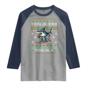 Tralalero Tralala Christmas Meme Raglan Shirt Snowboard Ugly Xmas TS14 Sport Gray Navy Print Your Wear