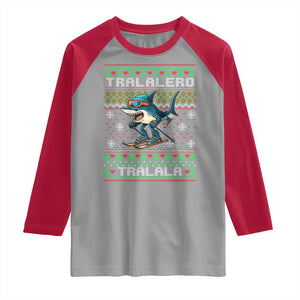 Tralalero Tralala Christmas Meme Raglan Shirt Snowboard Ugly Xmas TS14 Sport Gray Red Print Your Wear
