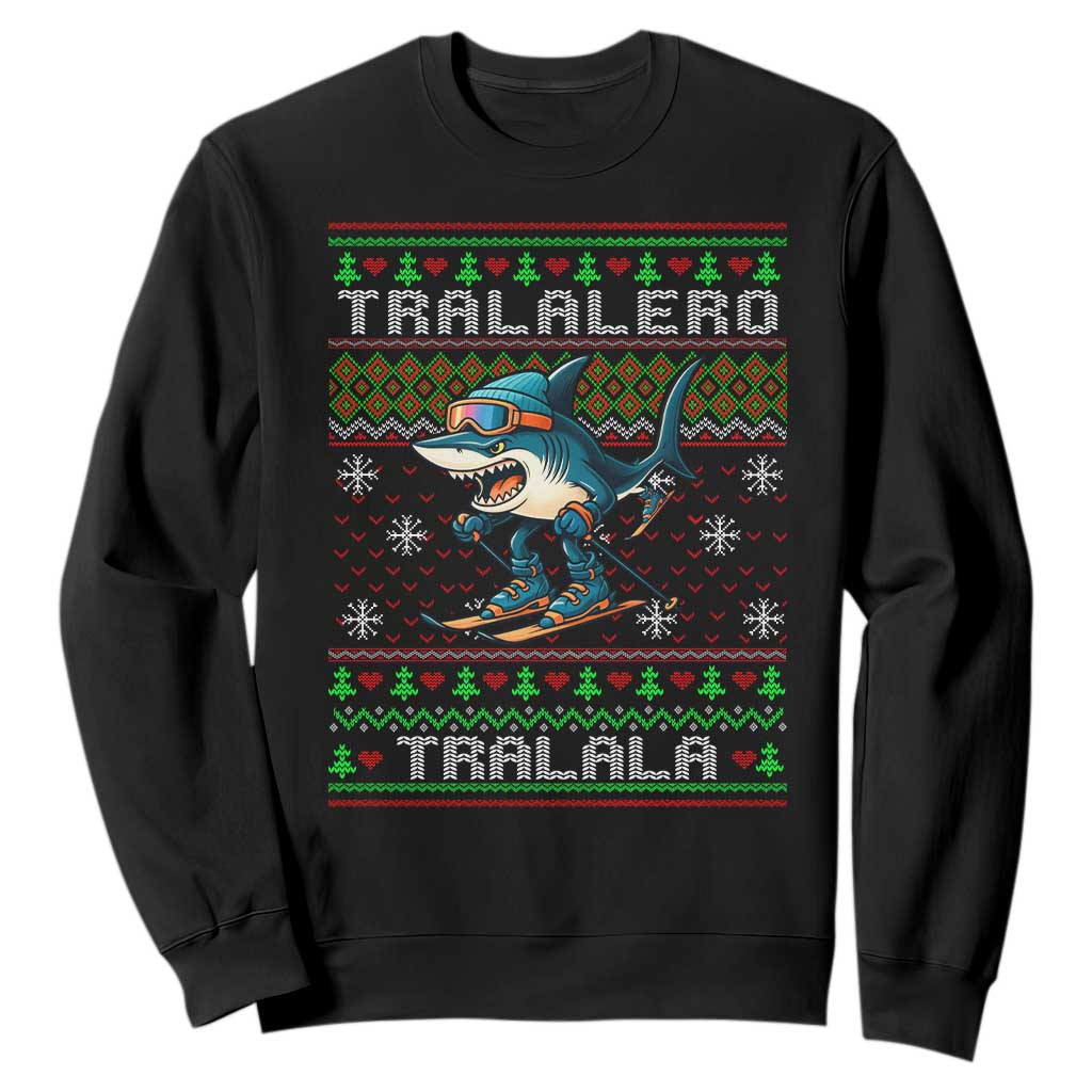 Tralalero Tralala Christmas Meme Sweatshirt Snowboard Ugly Xmas TS14 Black Print Your Wear