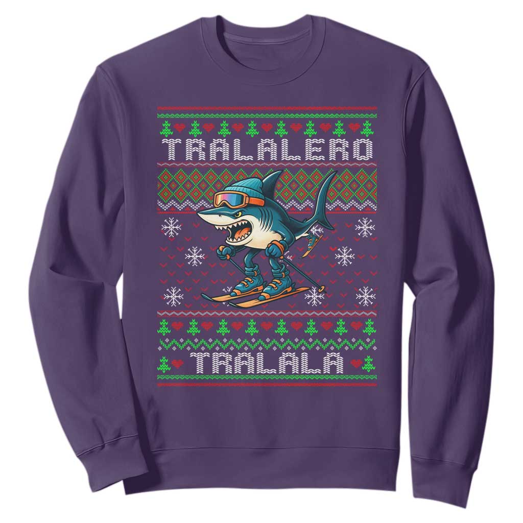 Tralalero Tralala Christmas Meme Sweatshirt Snowboard Ugly Xmas TS14 Purple Print Your Wear