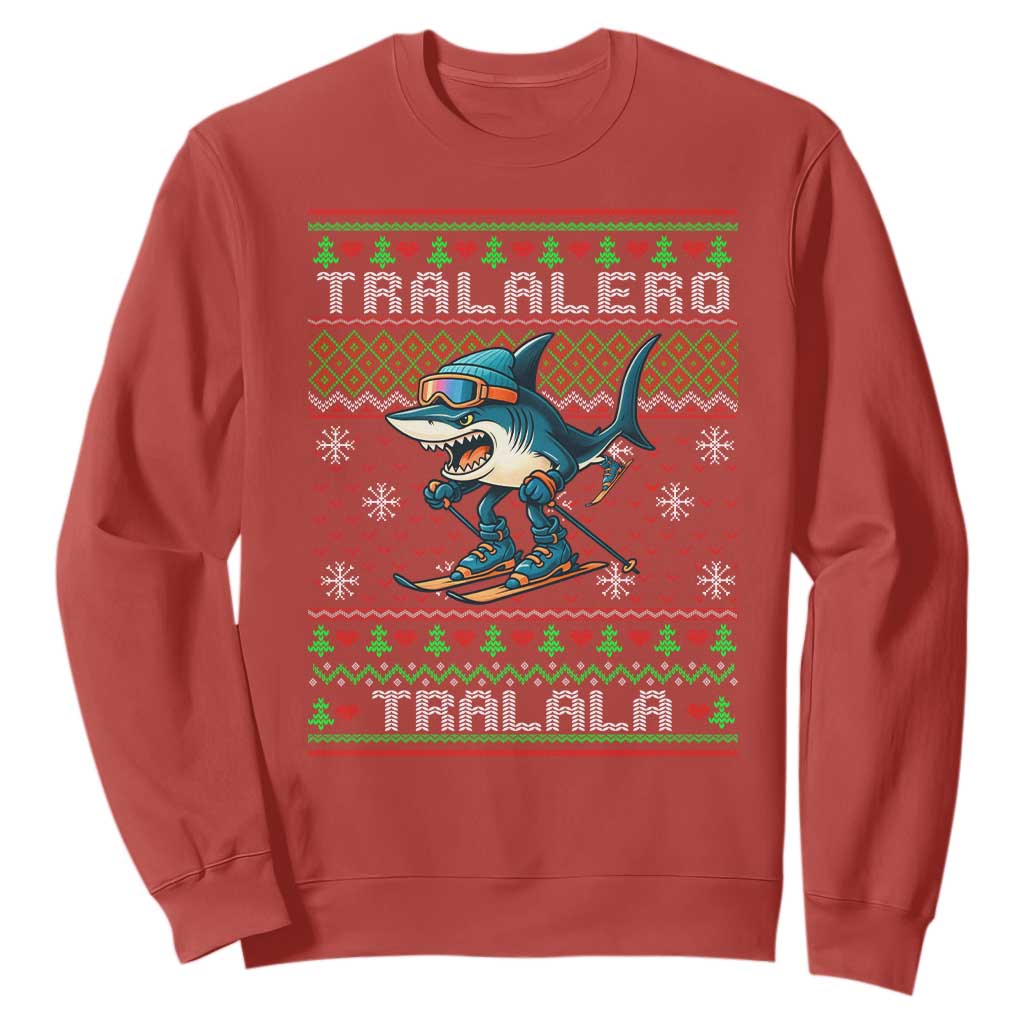 Tralalero Tralala Christmas Meme Sweatshirt Snowboard Ugly Xmas TS14 Red Print Your Wear
