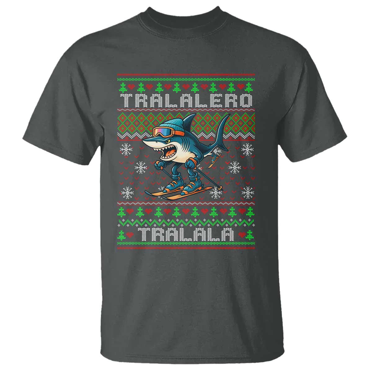 Tralalero Tralala Christmas Meme T Shirt Snowboard Ugly Xmas TS14 Dark Heather Print Your Wear