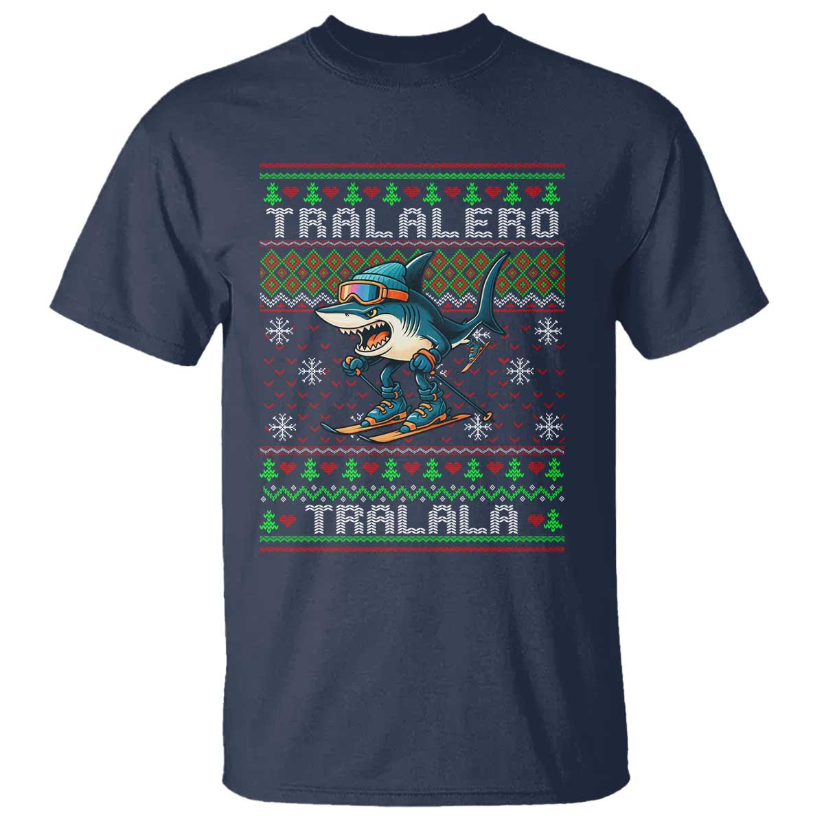 Tralalero Tralala Christmas Meme T Shirt Snowboard Ugly Xmas TS14 Navy Print Your Wear
