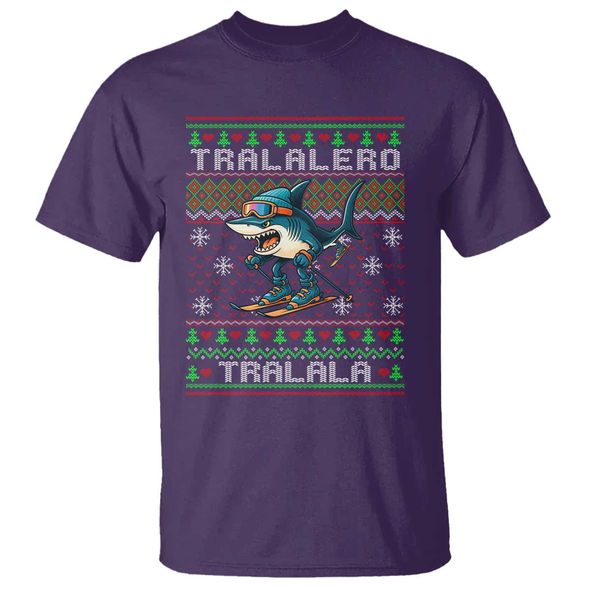 Tralalero Tralala Christmas Meme T Shirt Snowboard Ugly Xmas TS14 Purple Print Your Wear