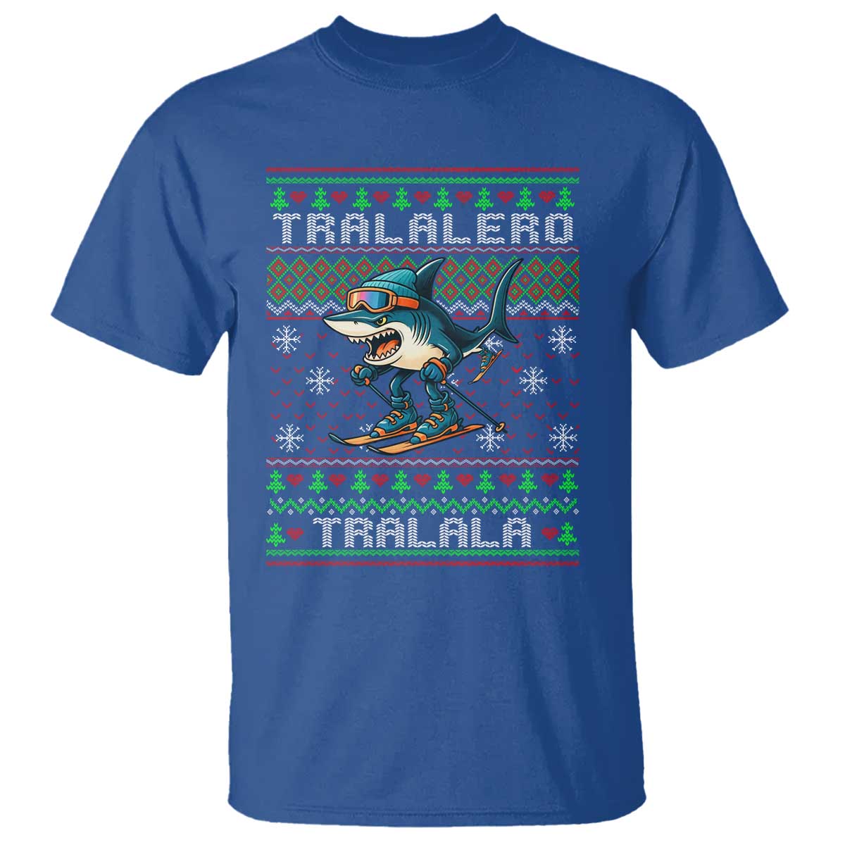 Tralalero Tralala Christmas Meme T Shirt Snowboard Ugly Xmas TS14 Royal Blue Print Your Wear