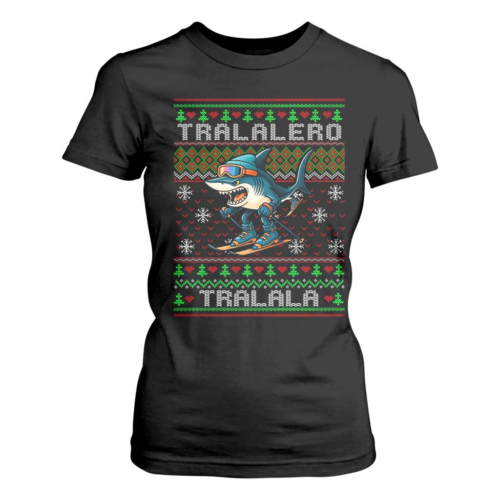 Tralalero Tralala Christmas Meme T Shirt For Women Snowboard Ugly Xmas TS14 Black Print Your Wear