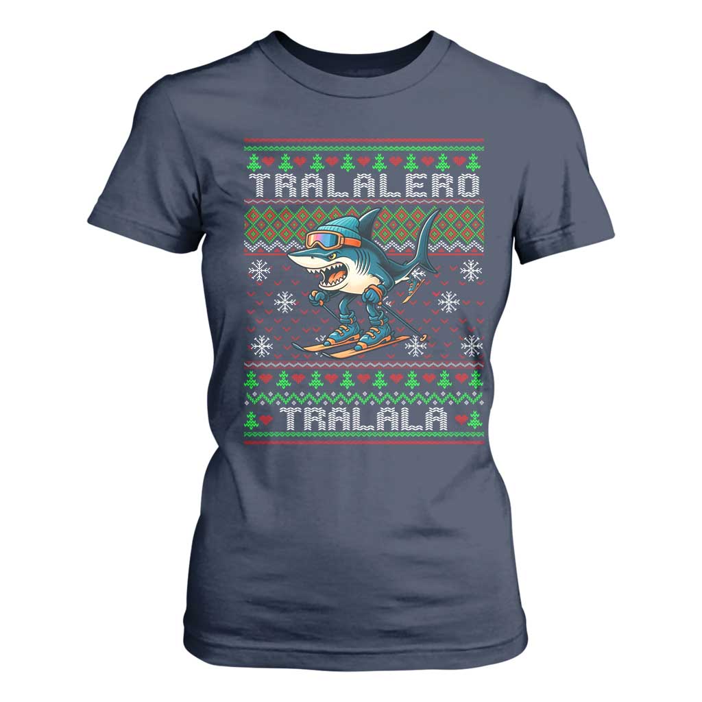 Tralalero Tralala Christmas Meme T Shirt For Women Snowboard Ugly Xmas TS14 Navy Print Your Wear