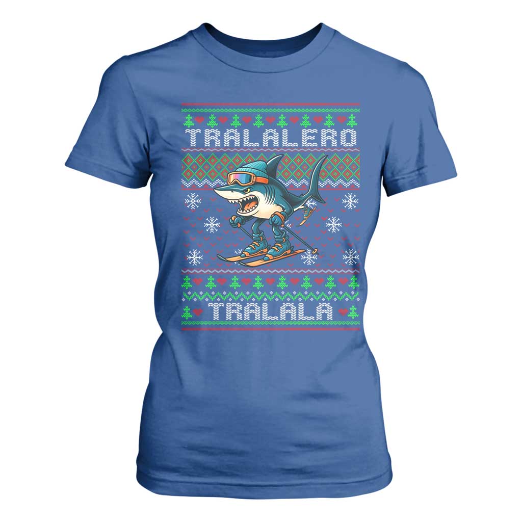 Tralalero Tralala Christmas Meme T Shirt For Women Snowboard Ugly Xmas TS14 Royal Blue Print Your Wear