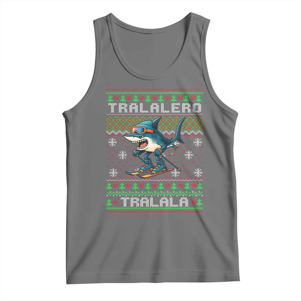 Tralalero Tralala Christmas Meme Tank Top Snowboard Ugly Xmas TS14 Black Heather Print Your Wear