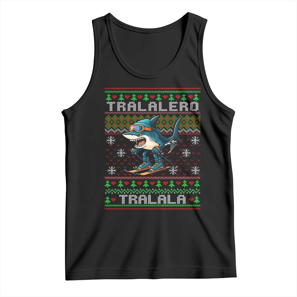 Tralalero Tralala Christmas Meme Tank Top Snowboard Ugly Xmas TS14 Black Print Your Wear