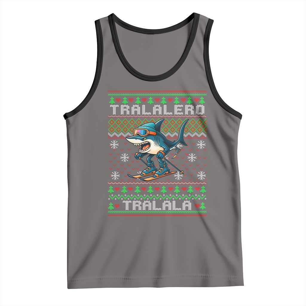 Tralalero Tralala Christmas Meme Tank Top Snowboard Ugly Xmas TS14 Deep Heather Black Print Your Wear