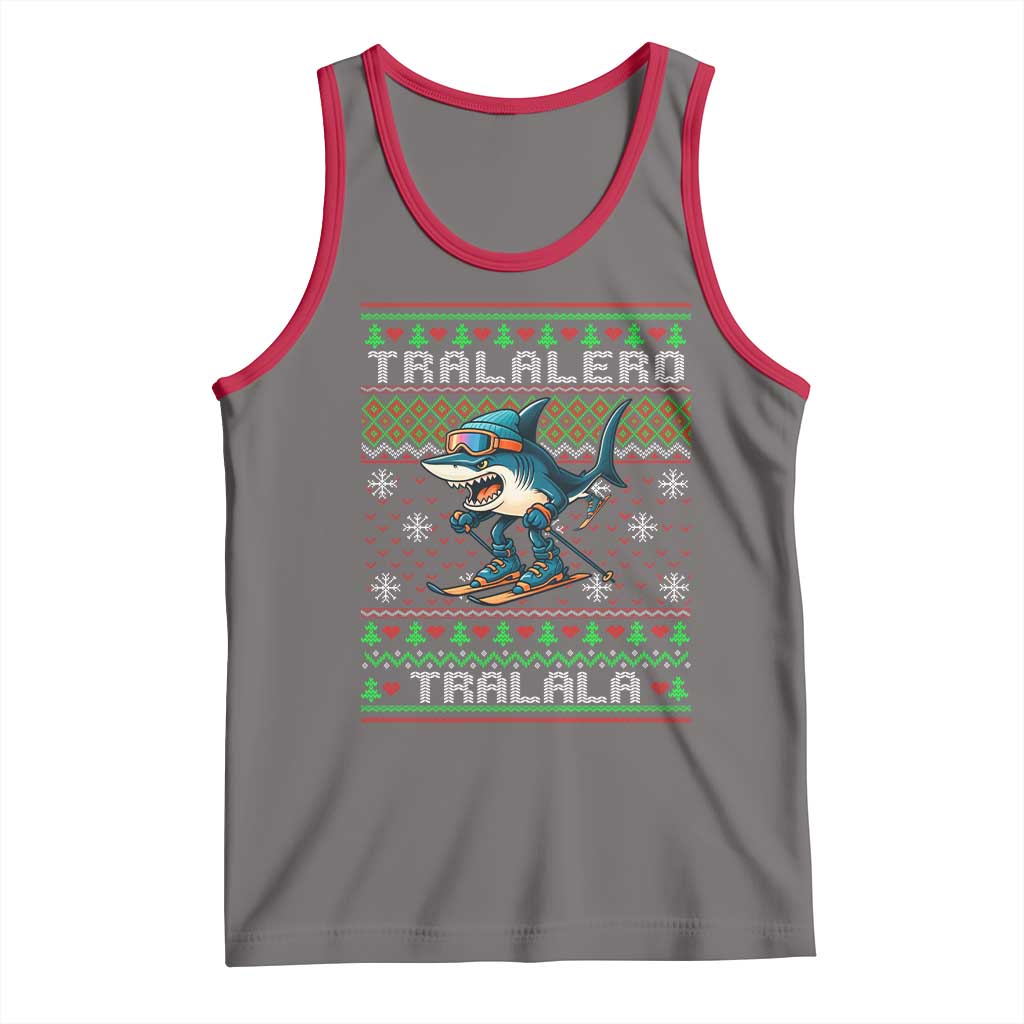 Tralalero Tralala Christmas Meme Tank Top Snowboard Ugly Xmas TS14 Deep Heather Red Print Your Wear