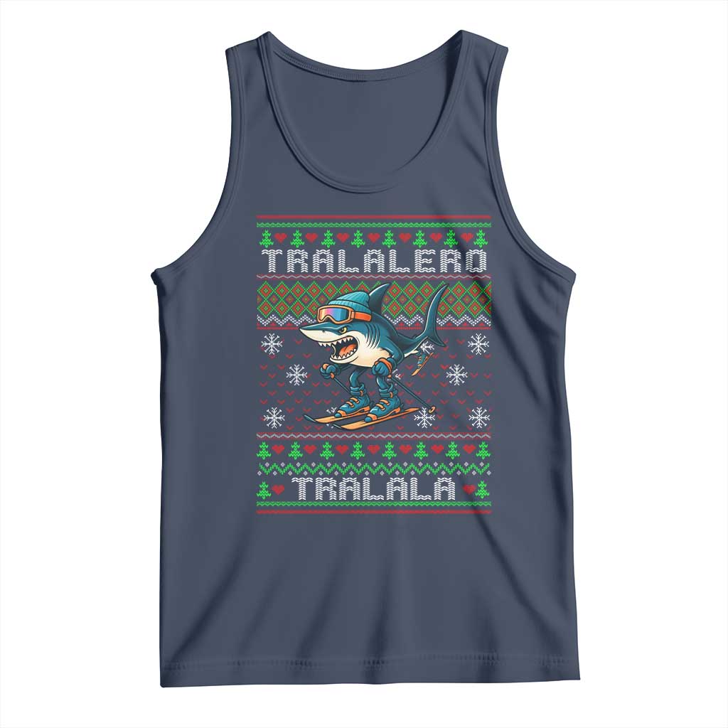 Tralalero Tralala Christmas Meme Tank Top Snowboard Ugly Xmas TS14 Navy Print Your Wear