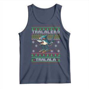 Tralalero Tralala Christmas Meme Tank Top Snowboard Ugly Xmas TS14 Navy Print Your Wear