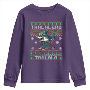 Tralalero Tralala Christmas Meme Youth Sweatshirt Snowboard Ugly Xmas TS14 Purple Print Your Wear