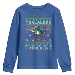 Tralalero Tralala Christmas Meme Youth Sweatshirt Snowboard Ugly Xmas TS14 Royal Blue Print Your Wear