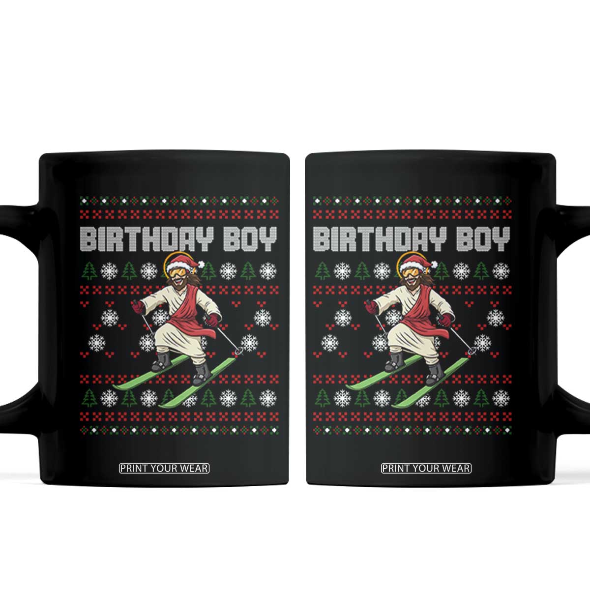 Jesus Christmas Meme Coffee Mug Snowboard Birthday Boy Ugly Xmas TS14 Black Print Your Wear