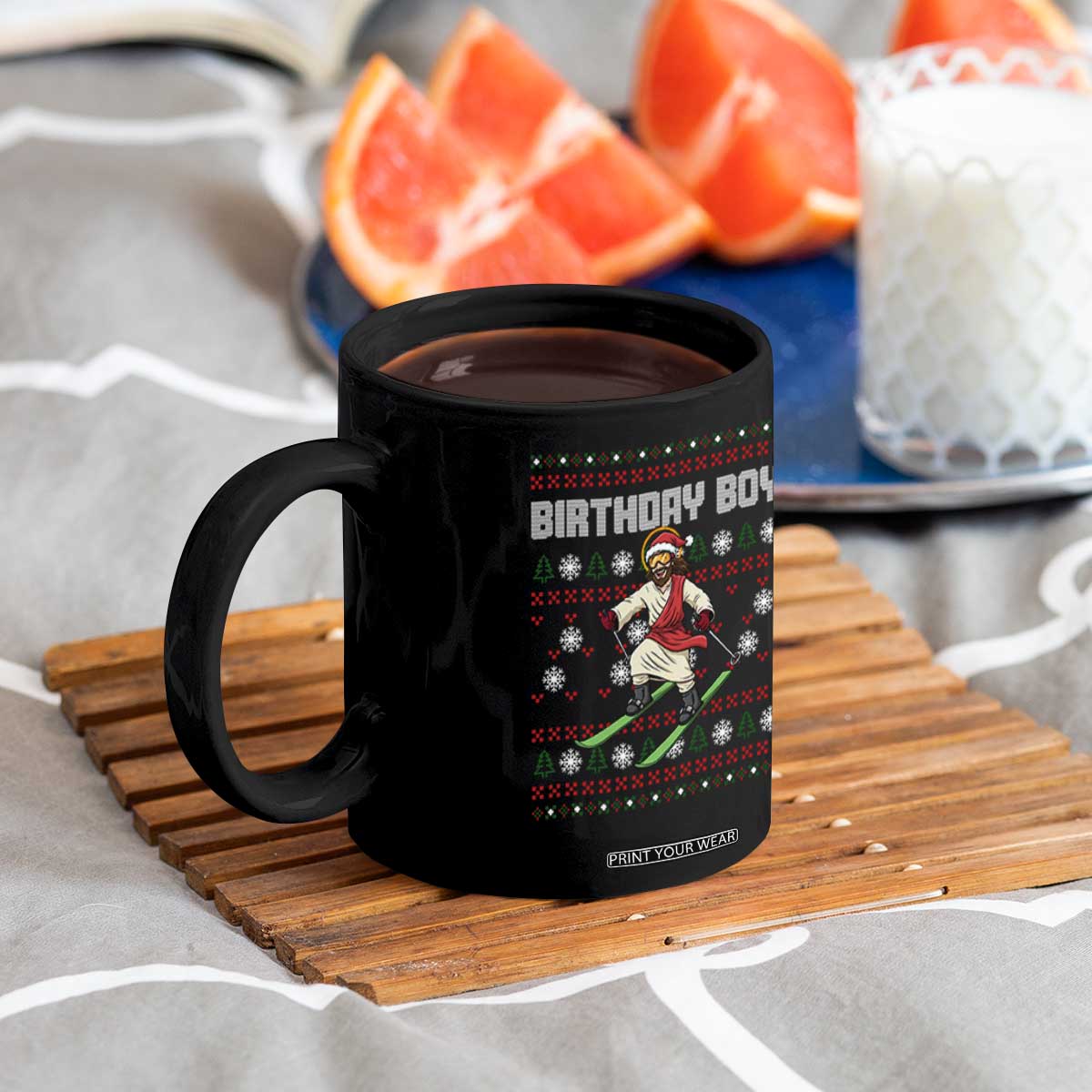 Jesus Christmas Meme Coffee Mug Snowboard Birthday Boy Ugly Xmas TS14 Print Your Wear