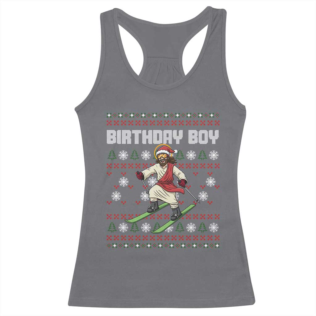 Jesus Christmas Meme Racerback Tank Top Snowboard Birthday Boy Ugly Xmas TS14 Charcoal Print Your Wear