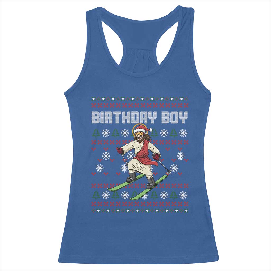 Jesus Christmas Meme Racerback Tank Top Snowboard Birthday Boy Ugly Xmas TS14 Royal Blue Print Your Wear