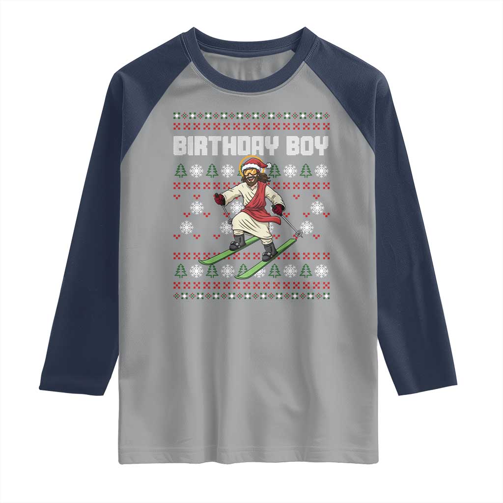Jesus Christmas Meme Raglan Shirt Snowboard Birthday Boy Ugly Xmas TS14 Sport Gray Navy Print Your Wear