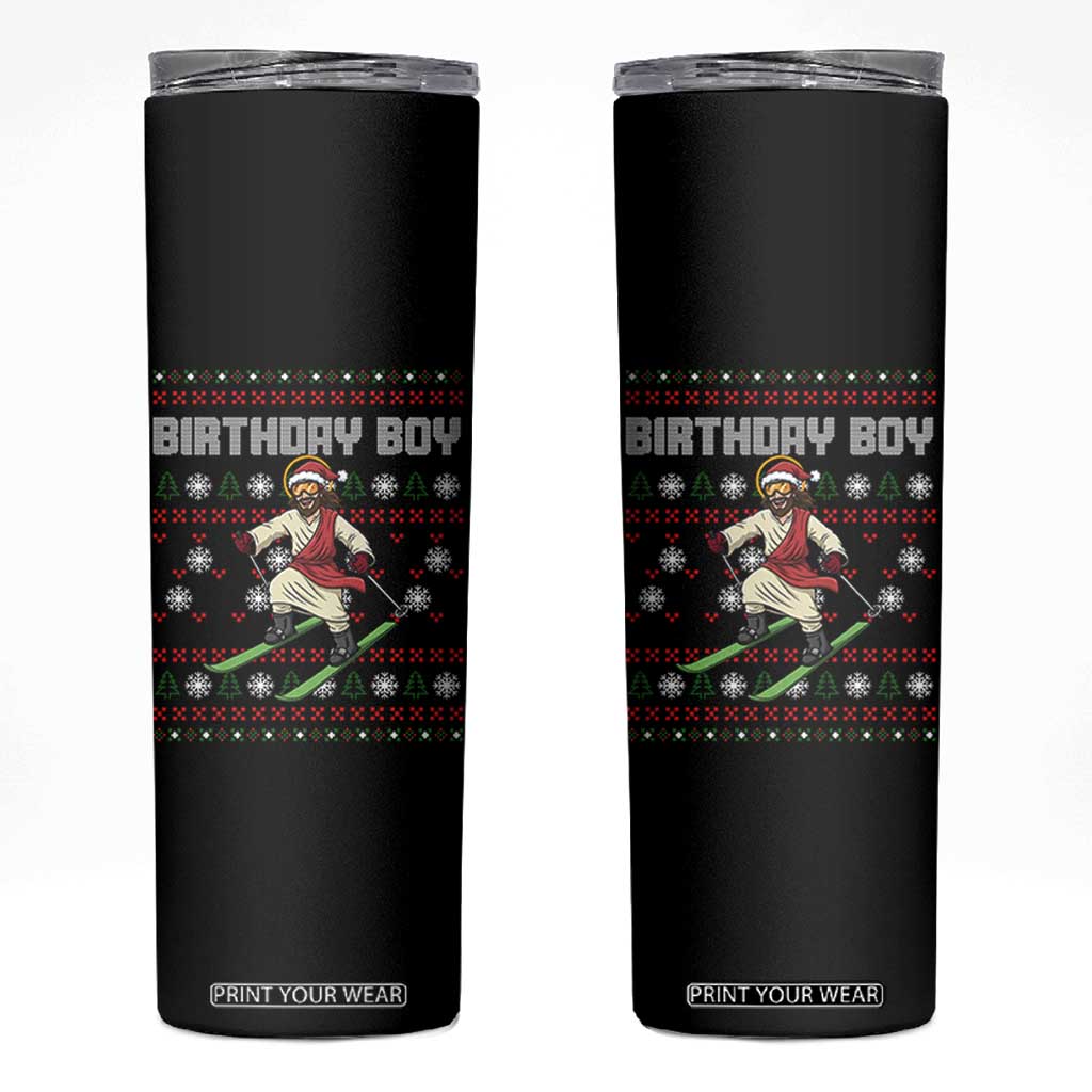 Jesus Christmas Meme Skinny Tumbler Snowboard Birthday Boy Ugly Xmas TS14 Black Print Your Wear