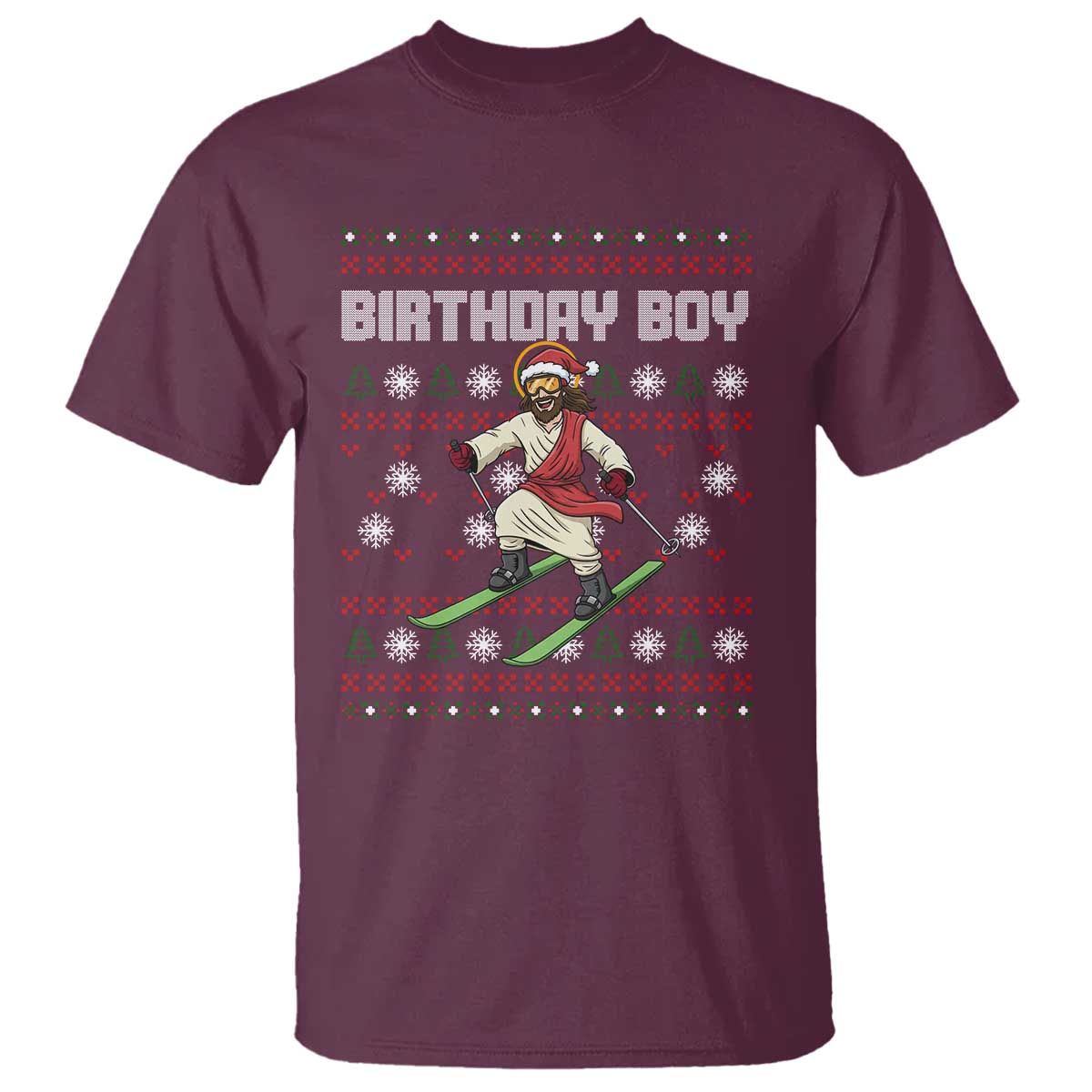 Jesus Christmas Meme T Shirt Snowboard Birthday Boy Ugly Xmas TS14 Maroon Print Your Wear
